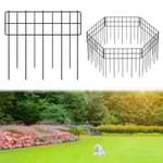 Decorative Fence Panel, 12.99"*11.97" No Dig Fences Barrier, Small Garden Fence Animal Barrier, Garden Border Edging Fences, Square 6 Pcs Black Metal Fencing, Dog Fencing Blocker for Yard, Flower Bed