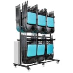 Heavy-Duty Folding Chair Cart with Storage Rack | Locking Wheels & Space-Saving Design for 84 Stackable Chairs | Garage Organization & Efficient Handling Solution