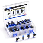 1/4 Inch od Push to Connect Fittings Pneumatic Fittings Kit 10 Spliters+10 Elbows+10 tee+10 Straight