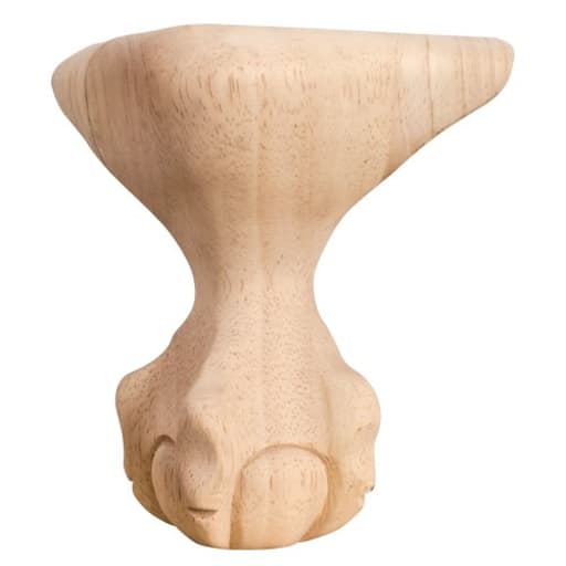 duBois Hardware Resources WL60 Traditional Ball and Claw Unfinished Solid Wood Furniture Cabinet Leg - 6" H x 4-1/2"W x 4-1/2"D - Natural Rubberwood