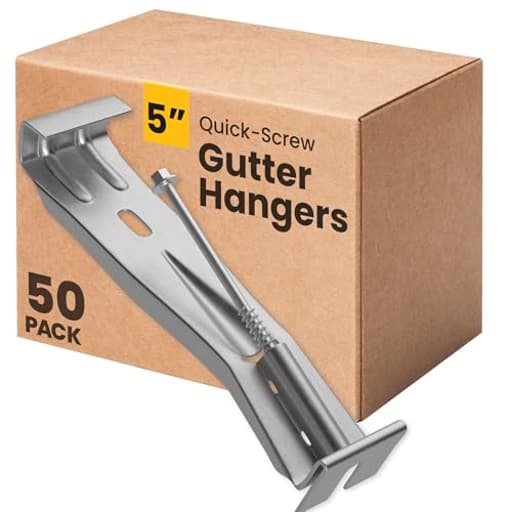 Quick-Screw 5" Gutter Hangers - Heavy Duty Hidden Gutter Brackets with Pre-Assembled Inserted Gutter Screws - Rain Gutter Parts and Accessories to Fix or Repair Sagging Rain Gutters
