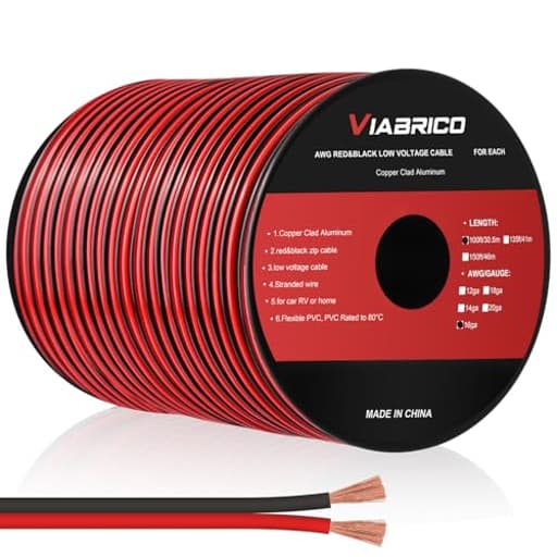 16 Gauge Wire, 16AWG Automotive Wire Electrical Wire 100FT 2 Conductor Red Black 12V/24V DC Cable LED Strips Extension for Light RC Car Speaker