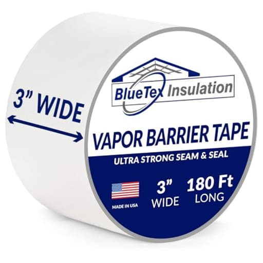 ㅤ 3" Wide x 180' Long White Vapor Barrier Seam Tape - 1 Roll, Waterproofing & Great for Crawlspaces, Insulation Repairs, Underlayment Seams, Metal Building Insulation Seams
