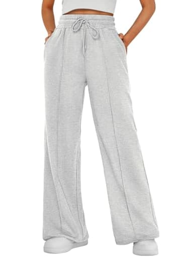 Womens Wide Leg Sweatpants Baggy Lounge Travel Cargo Pants Plus Size Fall Fashion Outfits 2025 Winter Clothes Gray L