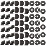 60 Pack 3/4 Inch Cast Iron Pipe Fittings (20 Elbows, 20 Tees, 20Flange), Industrial Pipe for Threaded Black Pipes and Fittings, DIY Steampunk Industrial Vintage Style.