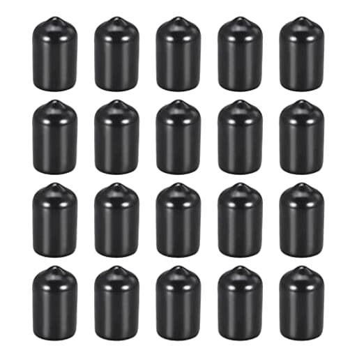20 Pack 3/8" ID Black Screw Thread Protectors Rubber End Caps Bolt Covers for Screw Bolt Furniture Pipe