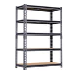 5-Tier Garage Storage Shelves, Heavy Duty Adjustable Shelving Unit, 60"H Garage Rack with 2400lbs Capacity, Metal Utility Shelves for Warehouse, Basement, Pantry, Tool Room, Home Organization