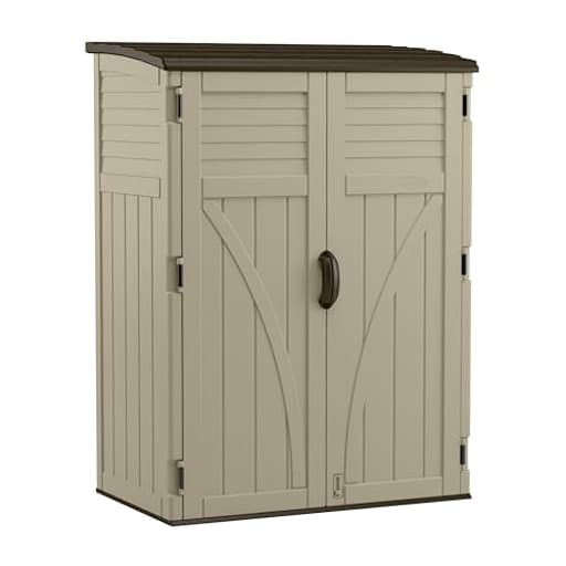 54 Cubic Feet Vertical Storage Shed with Durable Plastic Construction, Multiple Wall Panels and Ample Space for Outdoor Storage