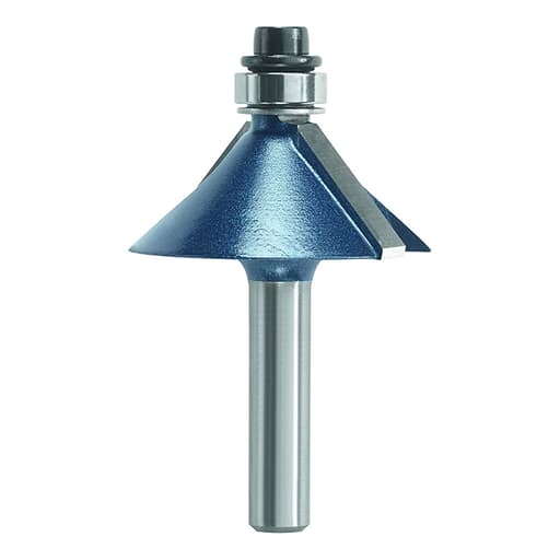 1-1/4" Chamfer Carbide Tip Bit with bottom-mount ball bearing guide, 1/4" shank