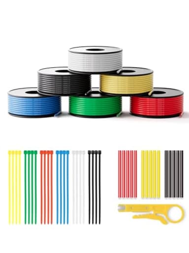 22 Gauge Wire 197ft,Stranded Silicone Electrical Wire Spool 22 AWG,32.8ft/10m 6 Colors,Flexible Tinned Copper Hook up Wire Kit for LED,RC Models,DIY Projects,Electrical Wiring,Automotive,200°C