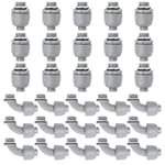 30 Pack 1/2 Inch Liquid Tight Connectors - PVC Electrical Conduit Fittings, Straight, 90 and 180 Degree Non-Metallic Flexible Connectors for Home, Bathroom, and Kitchen, Gray