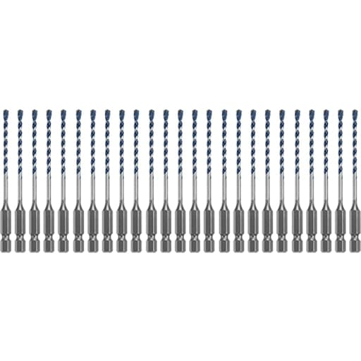 25-Piece 1/8" x 4" BlueGranite Turbo Carbide Hammer Drill Bits