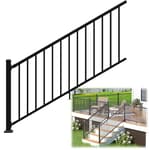36 in. H x 6 ft. W Porch and Deck Railing Kit, Aluminum Stair Railing Kit, Black Textured Powder-Coat Finish Railing System for Concrete Steps or Wooden Stairs