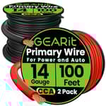 14 Gauge Wire (100ft Each - Black/Red) Copper Clad Aluminum CCA - Primary Automotive Power/Ground for Battery Cable, Car Audio, Trailer Harness, Electrical - 200 Feet Total 14ga AWG Wire