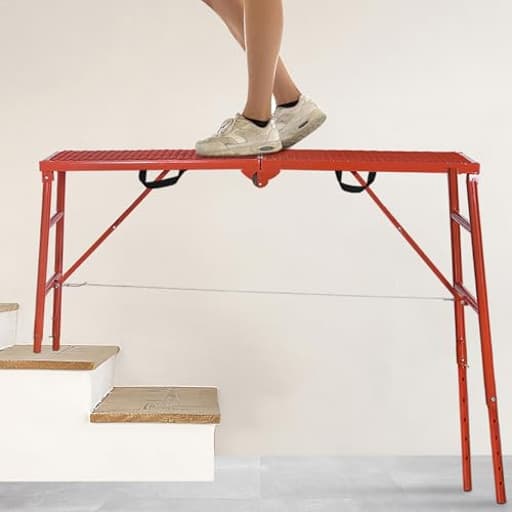 Scaffolding Platform 70(L) x15(W) x33(H) 770 Lbs Capacity Folding Adjustable Portable Work Platform Ladder,Red