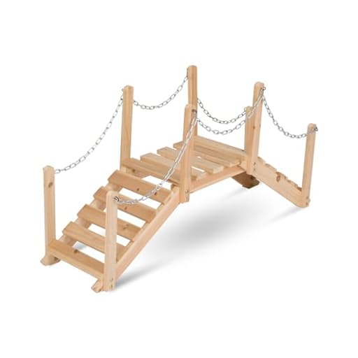 4963N Decorative Cedar Wood Garden Bridge with Side Rails, Natural