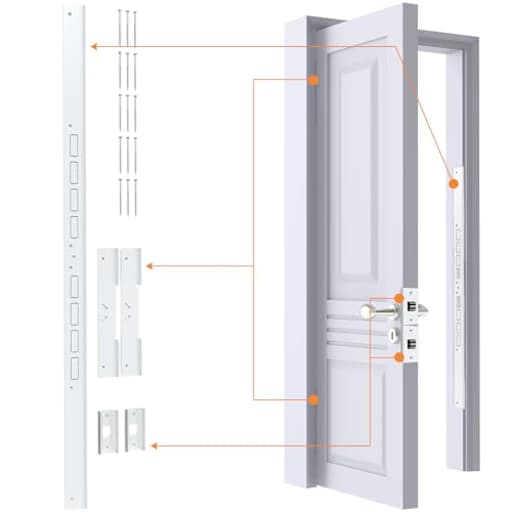 5-Piece Door Reinforcement Set for Jamb,Frame & Hinges Door Lock Security,Door Jamb Reinforcement Set,Anti Door Kick in Heavy Duty Striker Plate Kit,Tamper/Corrosion Proof Door Jamb Repair Kit