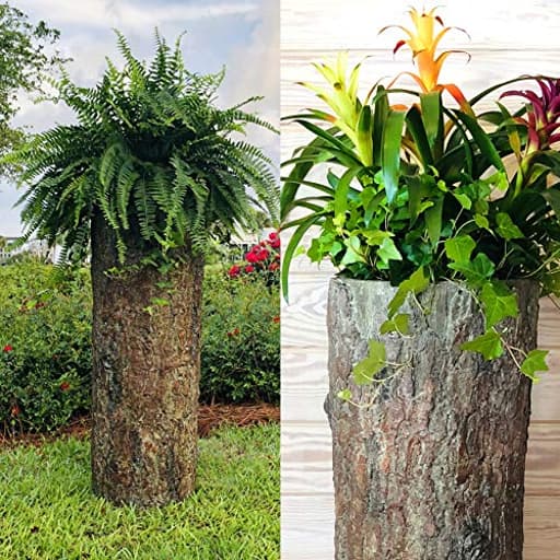 🌳 Large Hollow Log Planter. Outdoor Garden, Yard & Porch Pot. Tall Tree Stump Well Pump Cover. Weatherproof, Rustic, Natural Looking Deck & Patio Decor. Better Than a Fake Rock.