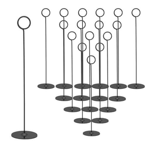 16PK Table Number Holders Place Card Holders 12 Inch Table Card Holders Steel Card Holders for Photos, Food Signs, Memo Notes, Weddings, Restaurants, Birthdays
