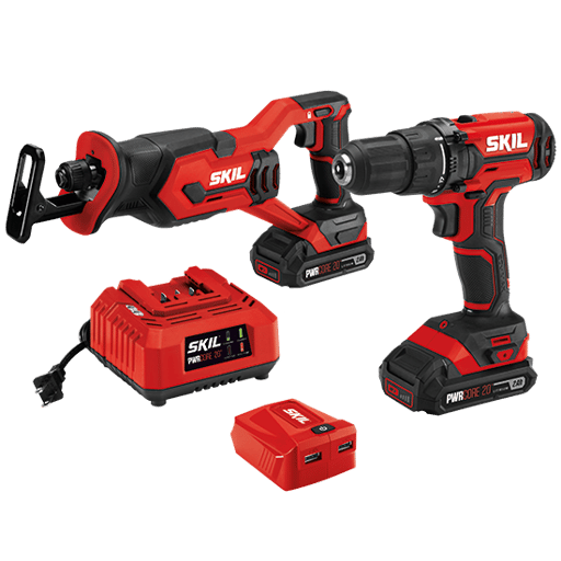 20V 3-Tool Kit: Drill Driver, Reciprocating Saw, PWR ASSIST USB Adapter (2 batteries)