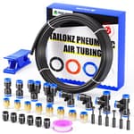 Black 8MM or 5/16 Inch OD 10 Meter 32.8ft PU Polyurethane Air Tubing Kit Pipe Hose Air Line Tubing Air Hose Fittings Push to Connect Fittings