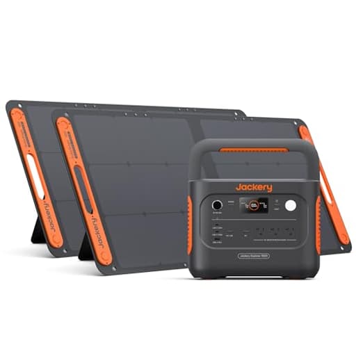 Solar Generator 1000 v2 with 2x100W Solar Panel,1070Wh Portable Power Station LiFePO4 Battery,1500W AC/100W USB-C Output,1Hr Fast Charge for Outdoor,Off-Grid Living,RV,Emergency