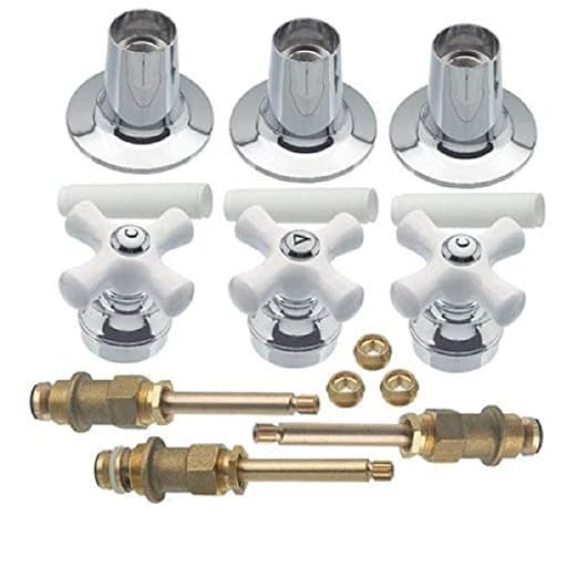 39696 Cross-Arm 3-Handle Tub/Shower Faucet Rebuild & Remodeling Valve Trim Kit for Pfister Contempera – Contessa, White/Chrome