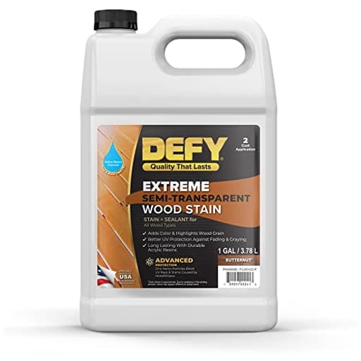 Extreme Wood Stain and Sealer in One - 1 Gallon Semi-Transparent Waterproof Coating for All Wood Types - Butternut
