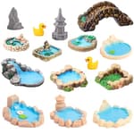 Fairy Garden Pond 15 Pack Mini Pond for Fairy Garden Accessories Outdoor Small Ponds Miniature Figurines Zen Gardens Terrarium Decor Little Statues Brown