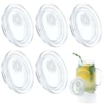 5 Pack Acrylic Lids for 16 Oz Glass Cups,Can Replacement Straw Lids Glass Tumbler Lid Replacement for Drinking Beer Glasses Iced Coffee Cup
