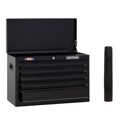 Tool Chest With Drawer Liner Roll, 26-Inch, 4 Drawer, Black