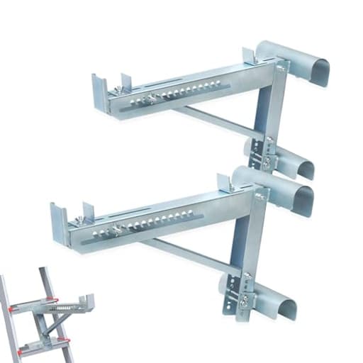 1 Pair Ladder Jacks for Metaltech Scaffolding Platform, 2-Rung Short Body Ladder Jack Tool to 20-Inch Width, Aluminum Ladder Scaffold Jack for Stages up, Withstand 264 LBS, Silver