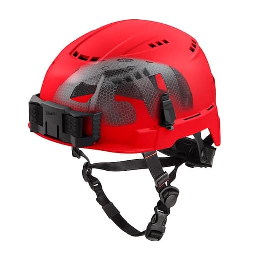 Red Vented Safety Helmet with IMPACT ARMOR Liner