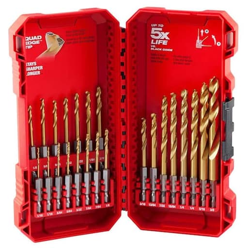 Shockwave Impact Duty Red Helix Titanium Drill Bit Set - 23PC