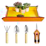 Plant Repotting Mat, 5Pcs Succulent Tools Mini Garden Small Gardening Tools Indoor, Pruning Shear Gardening Scissor, Hand kit for Bonsai, Cactus, Fairy, Houseplant Transplanting, Seedling