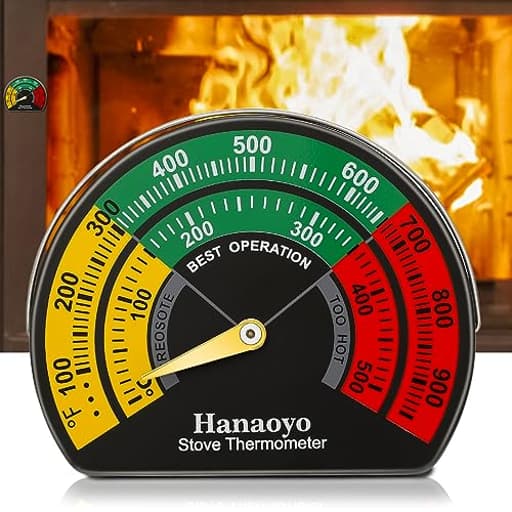 Wood Stove Thermometer with Large Dial, Magnetic Stove Pipe Thermometer for Wood, Gas, Pellet Stoves