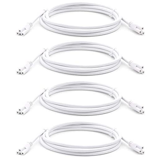 6FT (70-55/64") T5 T8 Tube Light Fixture LED Linkable Cord, Double end Connector Cable, Power Extension Wire for LED Integrated Single Fixture, Shop light, Garage Light, Under Cabinet Light, Pack of 4