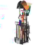 Garden Tool Organizer Holds 50 Long-Handled Tools/Rakes/Brooms/Shovles for Garage Organization and Storage, Shed, Outdoor, Lawn, Heavy-Duty Steel, Black, Easy Assembly