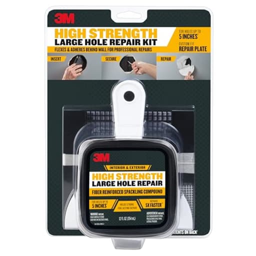 High Strength Large Hole Repair Kit, Includes Fiber Reinforced Spackling Compound (12 oz.), Repair Plate, Putty Knife and Sanding Sponge, For Easy Wall Repair, No Shrinking or Cracking