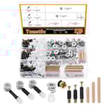 270Pcs 3 in 1 Furniture Connecting Hardware Connectors Kit, Furniture Cam Lock Fasteners Including Cam Lock Fittings with Dowel, Pre-Inserted Nut, Wood Dowel Pins Furniture Crib Screws