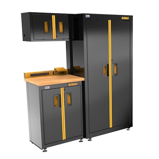 63 in. Wide, 4 Piece Welded Storage Suite with 2-Door Base Cabinet and Wood Top