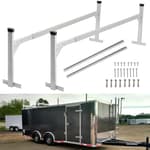 Aluminum Trailer Ladder Rack, 6FT to 9FT Adjustable Trailer Roof Ladder Rack for Universal Enclosed and Open Trailers, 400 lbs Capacity, Silver