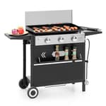 27 in Flat Top Griddle Grill with Ceramic Coated Cast Iron Pan, 3-Burner Propane Gas Griddle Grill, 33,000 BTU Output Flattop Grills for Outdoor Barbecue, Cooking and Party