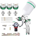 Professional HVLP Spray Gun Set Gravity Feed Air Spray Gun with 1.4, 1.7, 2.0mm Nozzles 20oz 600cc with Gauge for Auto Paint, Primer, Clear/Top Coat & Touch-Up