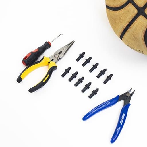 10 Basketball Valves & Leak Repair Kit - Ball Doctor for Inflatable Balls (Nozzle, Needle-Nose Pliers, Crochet Hook, Diagonal Pliers) - for Basketball, Football, Volleyball and More
