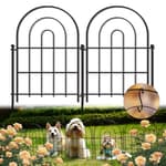 Garden Fence Panels, 17 in (High) x 12.6 ft (Long) Flower Bed Fencing for Small Animal Barrier, 10 Pcs Metal Decorative Fences Border with Hooks