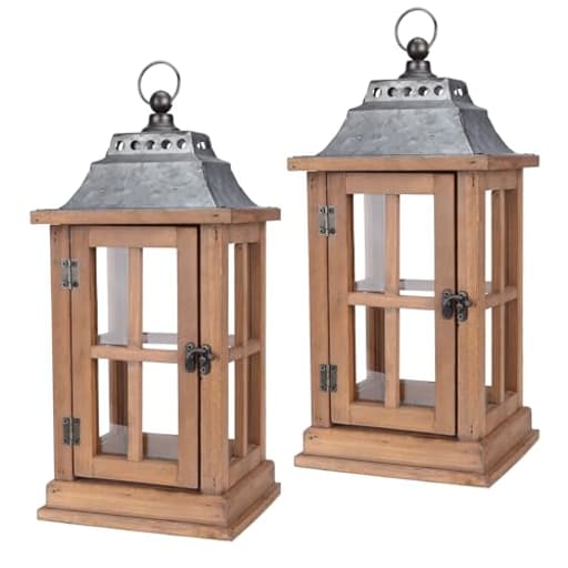Lantern Decorative (Set of 2) - 15in IP65 Waterproof Vintage Style Candle Lantern, Decorative Lanterns for Home Decor, Indoor Outdoor, Front Porch, Garden, Farmhouse Weddings Style