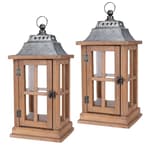 Lantern Decorative (Set of 2) - 15in IP65 Waterproof Vintage Style Candle Lantern, Decorative Lanterns for Home Decor, Indoor Outdoor, Front Porch, Garden, Farmhouse Weddings Style