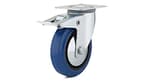 Hardware (125 mm) F08339 Industrial Elastic Rubber Swivel Casters with Double-Lock Brake, 4-29/32 Wheel Diameter, Blue