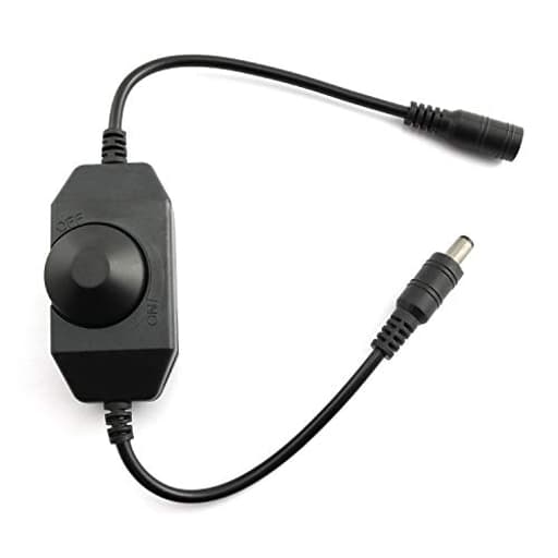 1-Pack Black DC 12V 24V LED Strip Dimmer Switch with DC Female Male Adapter Brightness Adjustable Controller Manual Knob Dimmer Switch Mini LED Lamp Lighting Parts